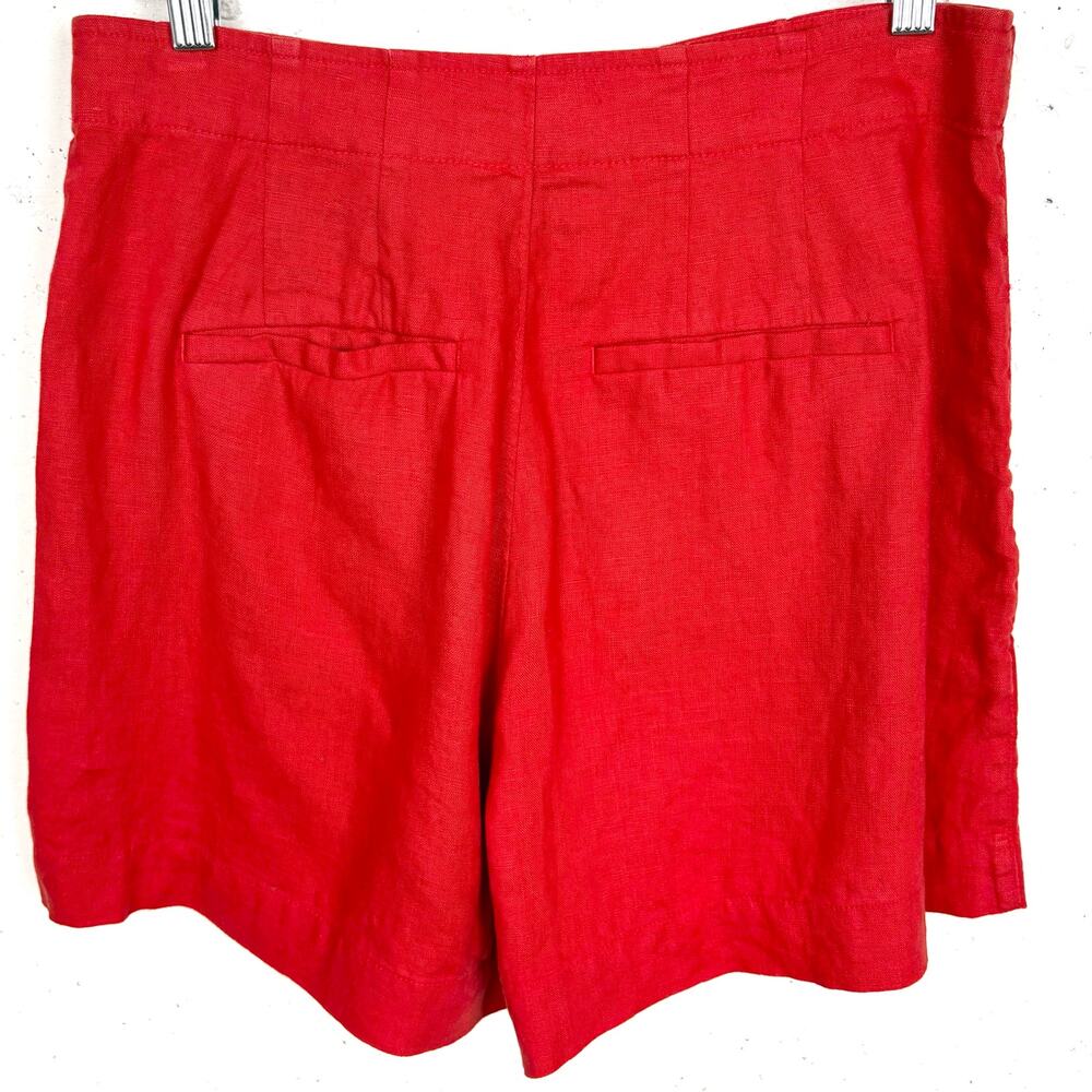 Madewell Button Tab Shorts 100% Linen High Rise Pintucked Button Tabs Red 6 - Picture 5 of 12